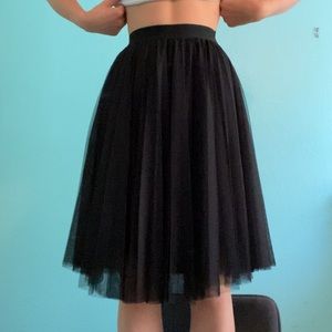 Black Mid Length Tulle Skirt